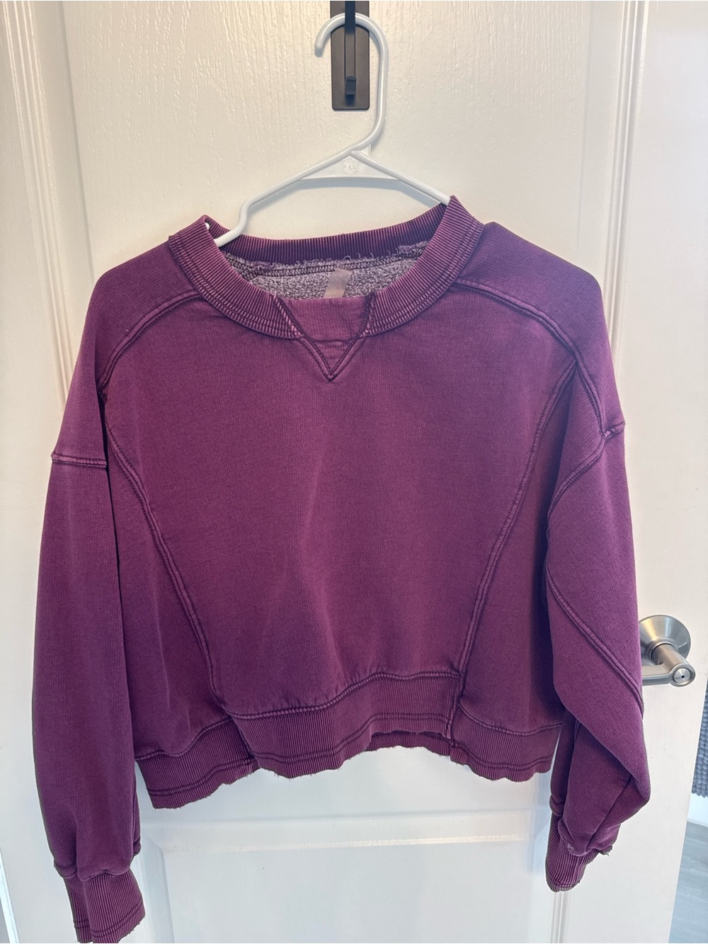 Free people Women's Cropped Crewneck Sweatshirt in Plum